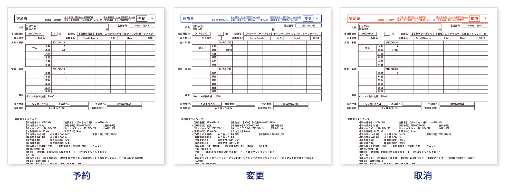 予約毎に各種ステータス管理が可能!